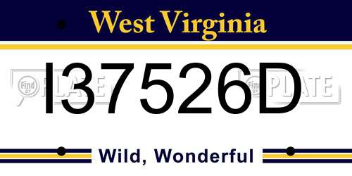 I37526D West Virginia License Plate