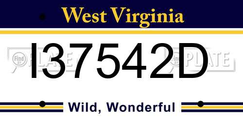 I37542D West Virginia License Plate