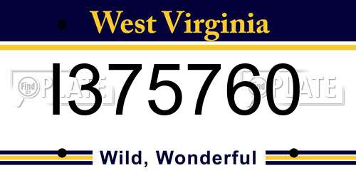 I375760 West Virginia License Plate