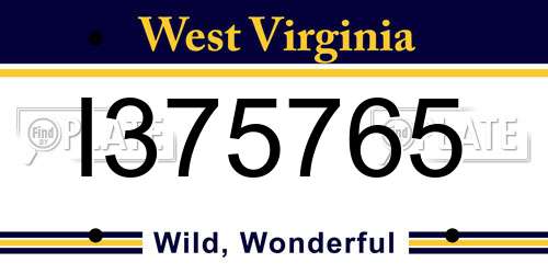 I375765 West Virginia License Plate