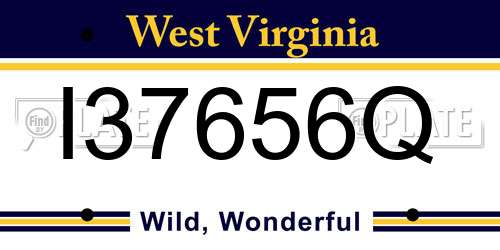 I37656Q West Virginia License Plate