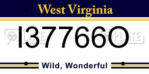 I37766O West Virginia License Plate