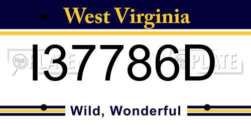 I37786D West Virginia License Plate