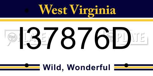 I37876D West Virginia License Plate