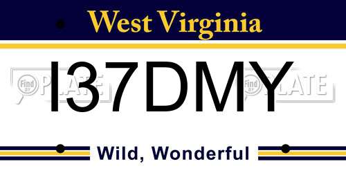 I37DMY West Virginia License Plate