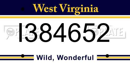 I384652 West Virginia License Plate