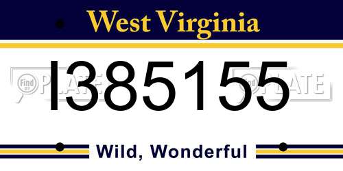 I385155 West Virginia License Plate