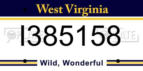 I385158 West Virginia License Plate