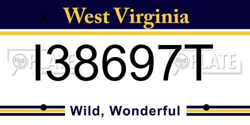 I38697T West Virginia License Plate