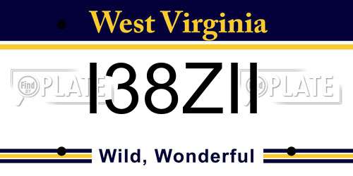 I38ZII West Virginia License Plate