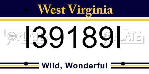 I39189I West Virginia License Plate