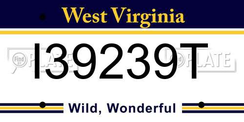 I39239T West Virginia License Plate