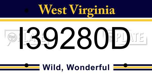 I39280D West Virginia License Plate
