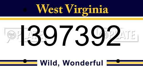 I397392 West Virginia License Plate