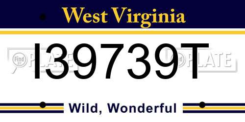 I39739T West Virginia License Plate