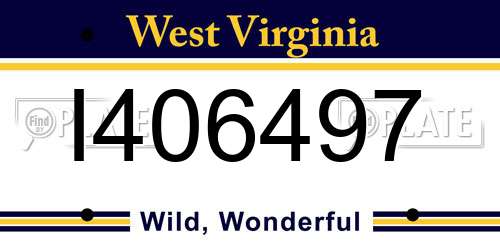 I406497 West Virginia License Plate