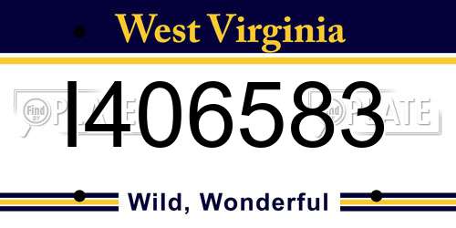 I406583 West Virginia License Plate