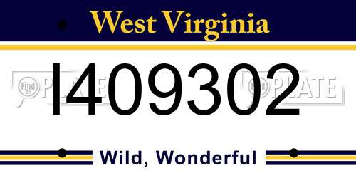 I409302 West Virginia License Plate