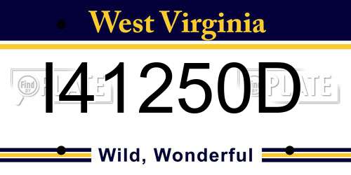 I41250D West Virginia License Plate