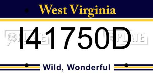 I41750D West Virginia License Plate