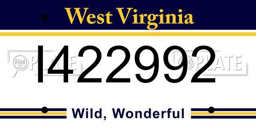 I422992 West Virginia License Plate