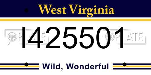 I425501 West Virginia License Plate