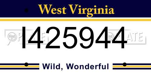 I425944 West Virginia License Plate
