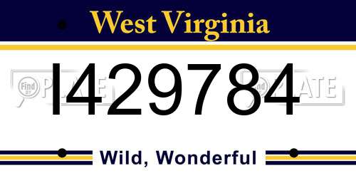 I429784 West Virginia License Plate