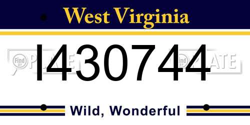 I430744 West Virginia License Plate