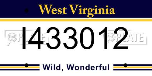 I433012 West Virginia License Plate