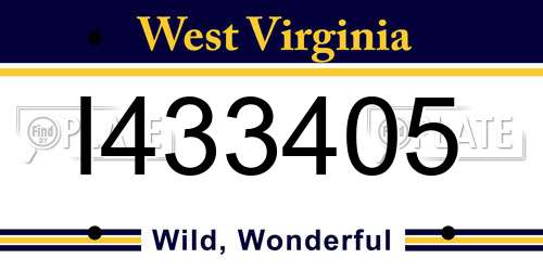 I433405 West Virginia License Plate