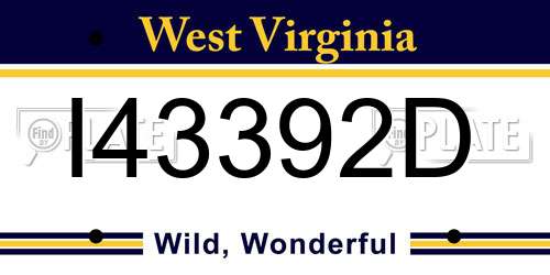 I43392D West Virginia License Plate