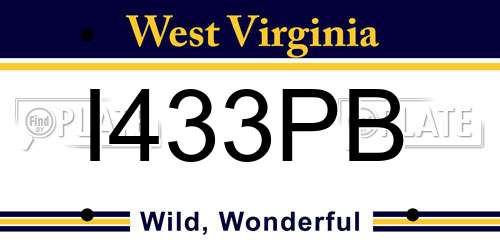 I433PB West Virginia License Plate