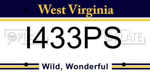 I433PS West Virginia License Plate