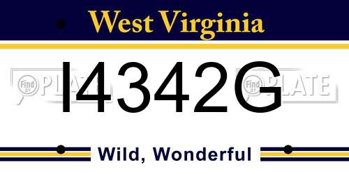 I4342G West Virginia License Plate
