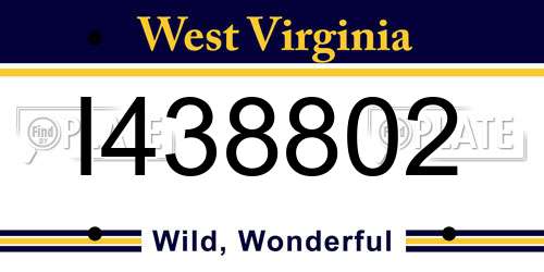 I438802 West Virginia License Plate