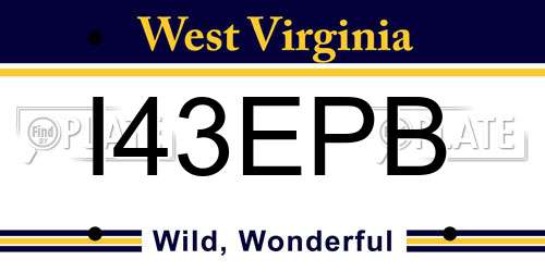 I43EPB West Virginia License Plate