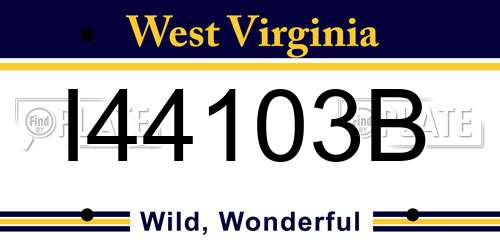 I44103B West Virginia License Plate