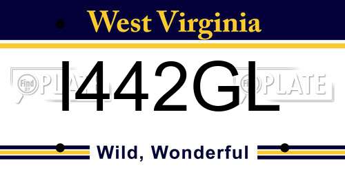 I442GL West Virginia License Plate