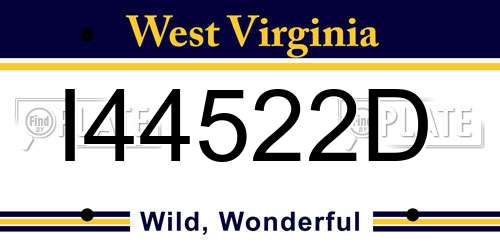I44522D West Virginia License Plate