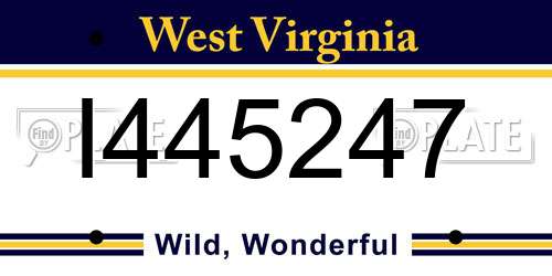 I445247 West Virginia License Plate
