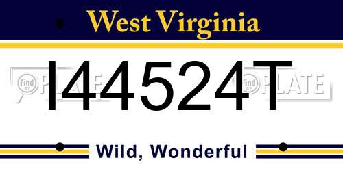 I44524T West Virginia License Plate