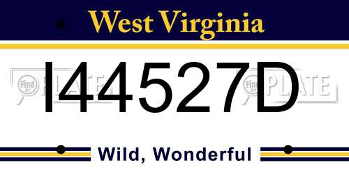 I44527D West Virginia License Plate