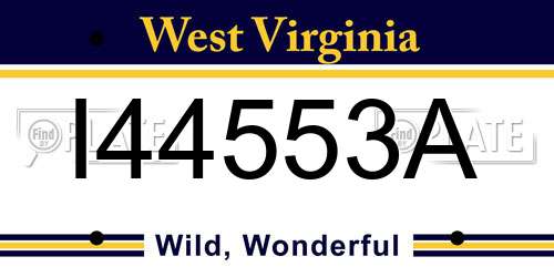 I44553A West Virginia License Plate