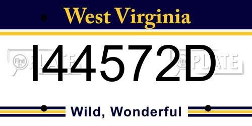 I44572D West Virginia License Plate