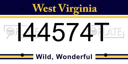 I44574T West Virginia License Plate