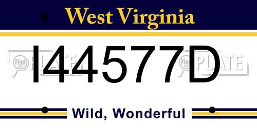 I44577D West Virginia License Plate