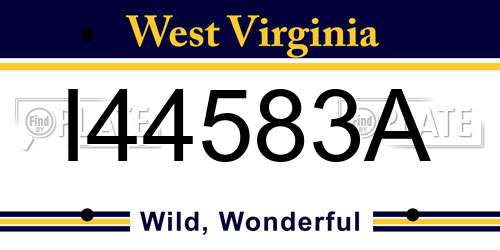 I44583A West Virginia License Plate