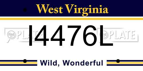 I4476L West Virginia License Plate