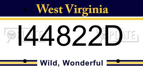 I44822D West Virginia License Plate